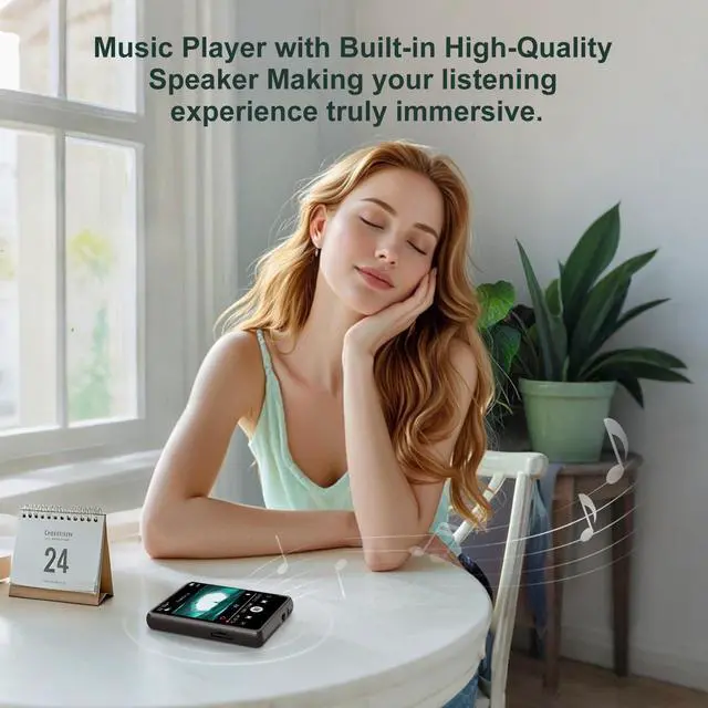 Alt view image 3 of 7 - MP3 Player, Bluetooth 5.4 Music Player, HiFi Sound Digital Music, Built-in HD Speaker, FM Radio, Voice Recorder, Earphones Included, 2.4 inch MP3 Player for Kids