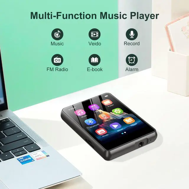 Alt view image 4 of 7 - MP3 Player, Bluetooth 5.4 Music Player, HiFi Sound Digital Music, Built-in HD Speaker, FM Radio, Voice Recorder, Earphones Included, 2.4 inch MP3 Player for Kids