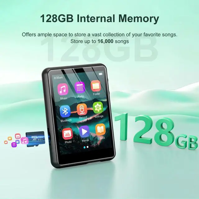 Alt view image 5 of 7 - MP3 Player, Bluetooth 5.4 Music Player, HiFi Sound Digital Music, Built-in HD Speaker, FM Radio, Voice Recorder, Earphones Included, 2.4 inch MP3 Player for Kids