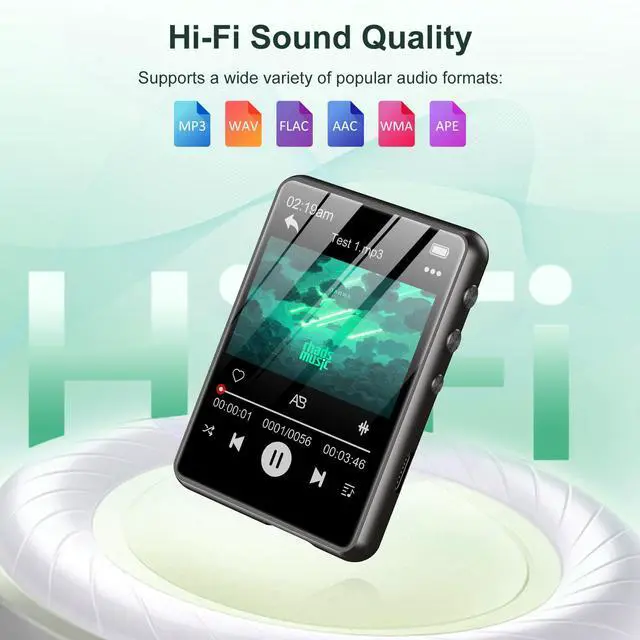 Alt view image 6 of 7 - MP3 Player, Bluetooth 5.4 Music Player, HiFi Sound Digital Music, Built-in HD Speaker, FM Radio, Voice Recorder, Earphones Included, 2.4 inch MP3 Player for Kids