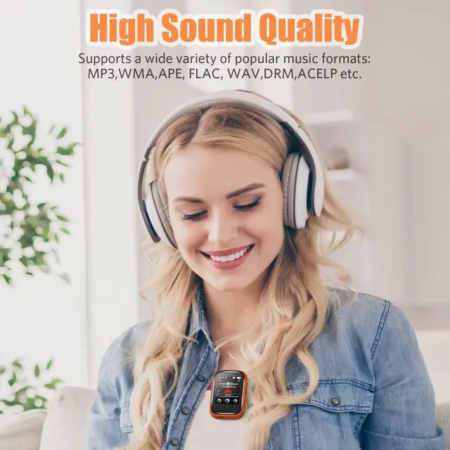 Alt view image 3 of 6 - MP3 Player with Sports Clip, Small Music Player with Bluetooth 5.3, Touch Screen, Built-in Speaker, Voice Recorder, FM Radio, Expandable Storage up to 512GB(Orange)