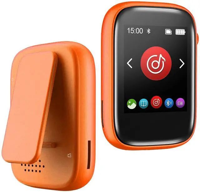 Main image of MP3 Player with Sports Clip, Small Music Player with Bluetooth 5.3, Touch Screen, Built-in Speaker, Voice Recorder, FM Radio, Expandable Storage up to 512GB(Orange)