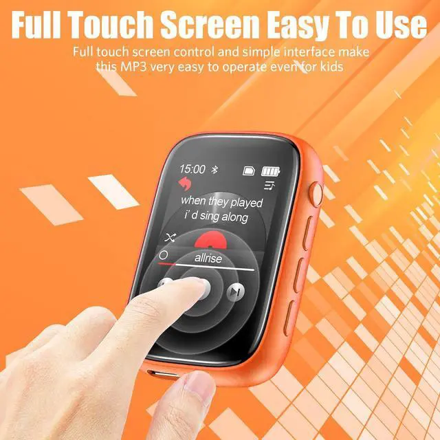 Alt view image 5 of 6 - MP3 Player with Sports Clip, Small Music Player with Bluetooth 5.3, Touch Screen, Built-in Speaker, Voice Recorder, FM Radio, Expandable Storage up to 512GB(Orange)