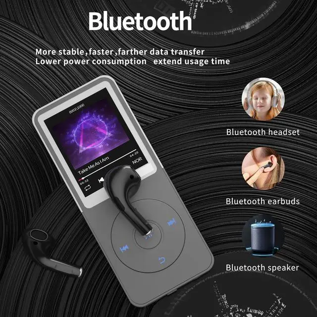 Alt view image 4 of 6 - CONODO MP3 Player with Bluetooth,Portable Music Player,Bluetooth MP3 Music Player with FM Radio,Recorder,E-Book,HiFi Sound,Two-Tone,SD Card Slot White 64GB
