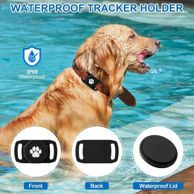 Alt view image 4 of 7 - Smart Pet Tracker for Collar - Dog Trackers Pet Location Tracker with Holder, No Monthly Fee, Compatible with Apple Airtag Find My (iOS Only, Not for Android), Anti-Lost Device for Pets, Bag Straps
