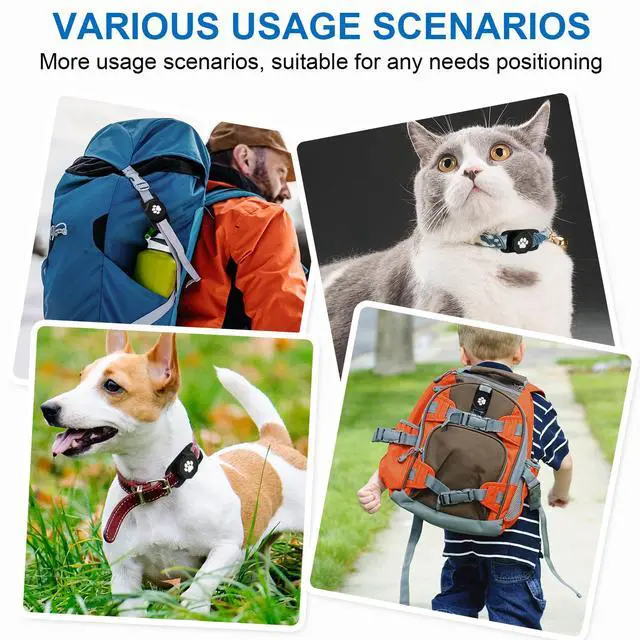 Alt view image 6 of 7 - Smart Pet Tracker for Collar - Dog Trackers Pet Location Tracker with Holder, No Monthly Fee, Compatible with Apple Airtag Find My (iOS Only, Not for Android), Anti-Lost Device for Pets, Bag Straps