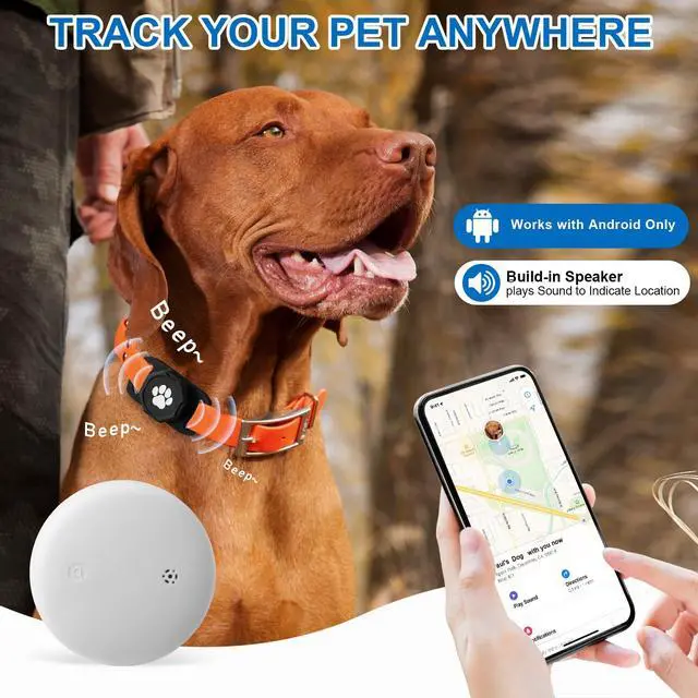 Alt view image 2 of 7 - Smart Pet Tracker for Collar - Dog Trackers Pet Location Tracker with Holder, No Monthly Fee, Anti-Lost Tracking Device for Pets,Bag Straps, Compatible with Google Android Only(Not for iOS),Black