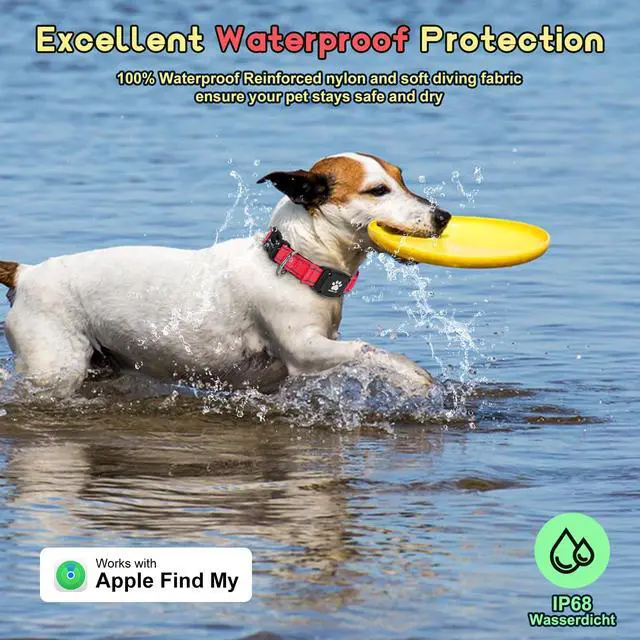 Alt view image 2 of 7 - Myiwb GPS Dog Collar Tracker 2-in-1,Reflective Waterproof Pet Collar,iOS-Only,No Monthly Fees,Unlimited Range,Ideal for Dog Tracking pet Tracker,for Small Dogs(S (12.6"-16.5" Width:0.78"), Red)