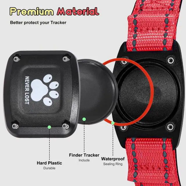 Alt view image 6 of 7 - Myiwb GPS Dog Collar Tracker 2-in-1,Reflective Waterproof Pet Collar,iOS-Only,No Monthly Fees,Unlimited Range,Ideal for Dog Tracking pet Tracker,for Small Dogs(S (12.6"-16.5" Width:0.78"), Red)