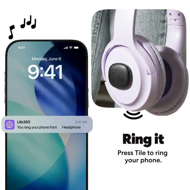 Alt view image 4 of 7 - Life360 Tile Sticker - Small Bluetooth Tracker, Remote Finder and Item Locator for Bikes, Glasses and More. Both iOS and Android Compatible. Phone Finder. 2-Pack (Black)