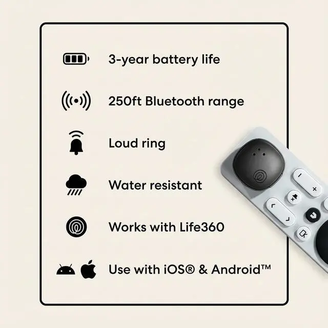Alt view image 7 of 7 - Life360 Tile Sticker - Small Bluetooth Tracker, Remote Finder and Item Locator for Bikes, Glasses and More. Both iOS and Android Compatible. Phone Finder. 2-Pack (Black)