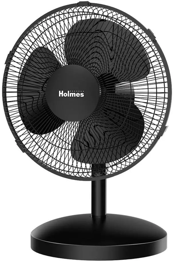 Main image of Holmes 12 Inch Oscillating Table Fan 3 Speeds 75 Degree Wide Angle Oscillation Adjustable 15 Degree Tilt Quiet Operation Home Office Bedroom Kitchen Black