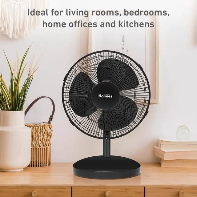 Alt view image 2 of 7 - Holmes 12 Inch Oscillating Table Fan 3 Speeds 75 Degree Wide Angle Oscillation Adjustable 15 Degree Tilt Quiet Operation Home Office Bedroom Kitchen Black