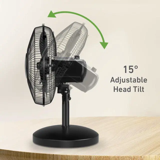 Alt view image 6 of 7 - Holmes 12 Inch Oscillating Table Fan 3 Speeds 75 Degree Wide Angle Oscillation Adjustable 15 Degree Tilt Quiet Operation Home Office Bedroom Kitchen Black