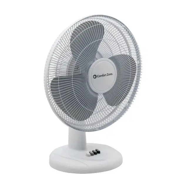 Alt view image 4 of 7 - Comfort Zone Oscillating Table Fan with Adjustable Tilt, Convenient Push Button Controls, Quiet, 12 inch, 3 Speed, Desk Fan, Airflow 7.25 ft/sec, Ideal for Home, Bedroom, Dorm & Office, CZ121WT