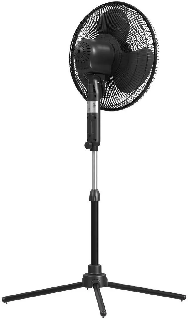 Alt view image 2 of 7 - EZ-Chill 16 Oscillating Pedestal Fan, 3-speed Options, 90-Degree Oscillating Head, Adjustable Height and Tilt, Powerful Air Flow, Black, MTFS-16B-BLK