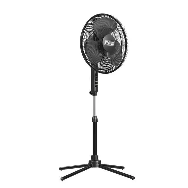 Alt view image 4 of 7 - EZ-Chill 16 Oscillating Pedestal Fan, 3-speed Options, 90-Degree Oscillating Head, Adjustable Height and Tilt, Powerful Air Flow, Black, MTFS-16B-BLK