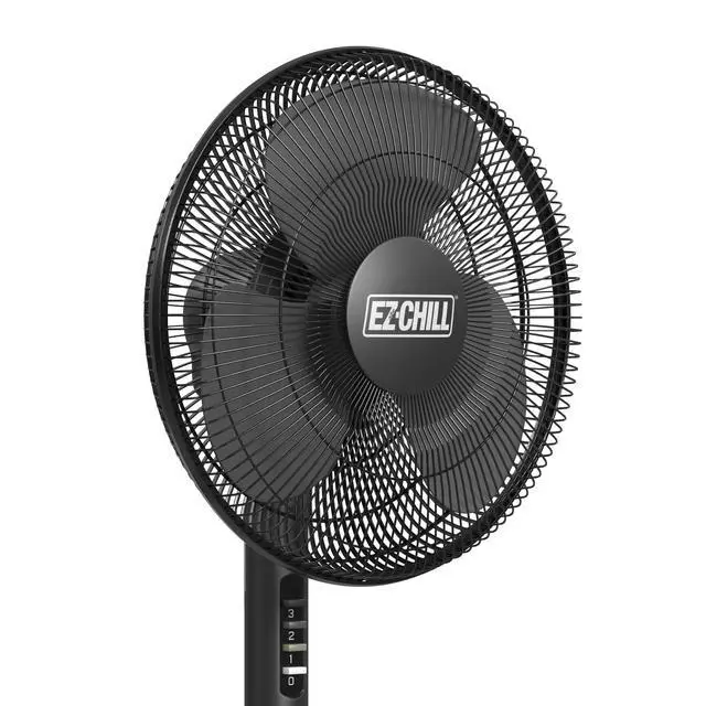 Alt view image 3 of 7 - EZ-Chill 16 Oscillating Pedestal Fan, 3-speed Options, 90-Degree Oscillating Head, Adjustable Height and Tilt, Powerful Air Flow, Black, MTFS-16B-BLK