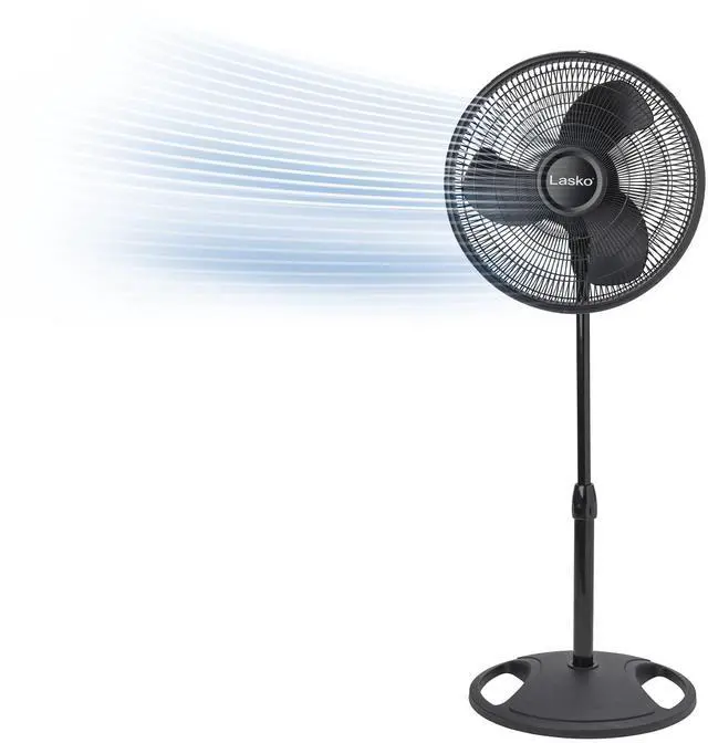 Main image of 2521 16 Inch 3-Speed Quiet Adjustable Tilting Wide-Area Oscillating Standing Pedestal Fan for Bedroom, Kitchen, Home, and Office, Black