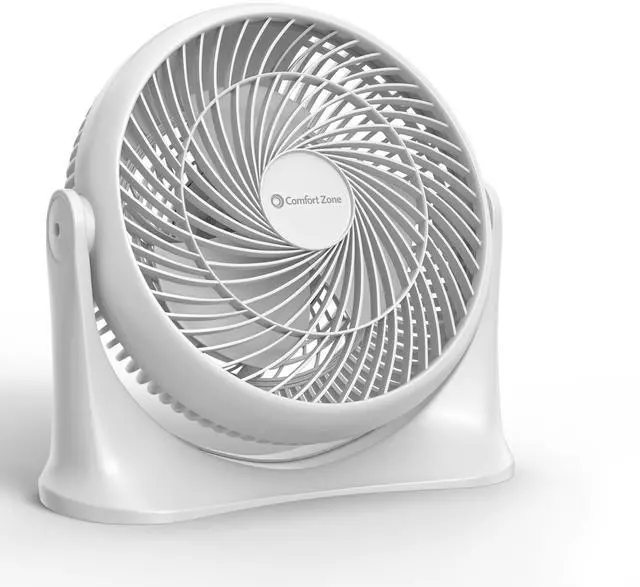 Main image of Comfort Zone 11-Inch High-Velocity Tabletop Air Circulator Fan Quiet 3-Speed Personal Turbo Fan with 90° Adjustable Tilt & Carry Handle Compact Desk Fan for Home, Office, or Bedroom White