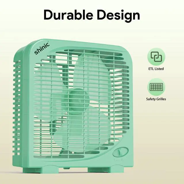 Alt view image 7 of 7 - shinic 10" Tabletop Box Fan for Bedroom, 2 Speeds, Quiet Table Fan with Strong Airflow, Energy Efficient Small Box Fan, Portable Kitchen Exhaust Fan for Bedroom Bathroom Office Dorm Workshop, White