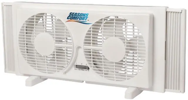 Main image of Seasons Comfort Twin Window Fan, Reversible Airflow Control, 9 Inch, 2 Speeds, Expandable, Exhaust, Dual Fan - Ideal for Home, Kitchen, Bedroom & Office