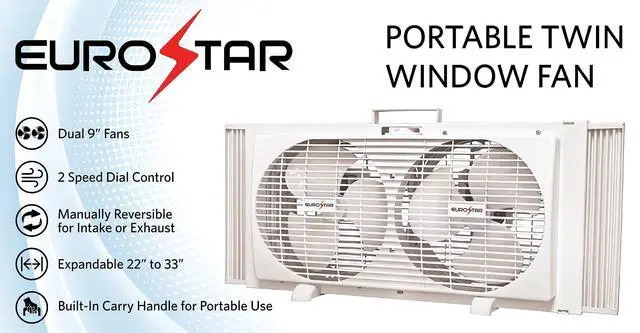 Alt view image 3 of 3 - EUROSTAR Twin Window Fan, White, 33 Inch
