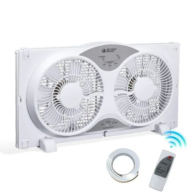 Main image of BEYOND BREEZE Window Fan Reversible Airflow, 9" Dual Window Fan with 3-Speed 3 Modes (Cool, Circulate, Exhaust), Remote Control Twin Window Fan 23.5" to 37" Adjustable Width for Bedroom, Kitchen, Home