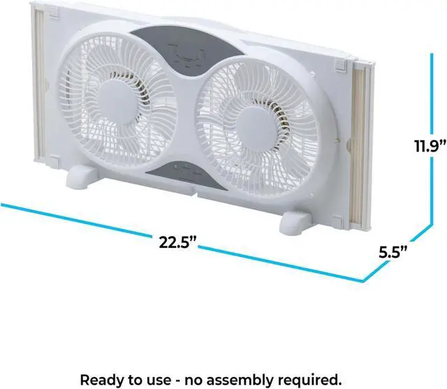 Alt view image 6 of 7 - EZ-CHILL 9 Window Fan with Remote Control, 3 Speed Dual Fans with Auto-Locking Expanders, 3 Modes (Cool, Circulate, Exhaust), Fabric Cover, White