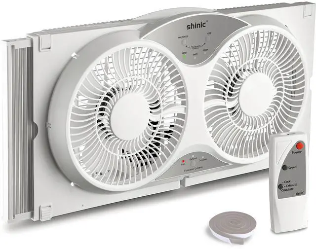Main image of shinic 9" Twin Window Fan with Remote Control,Reversible Airflow,Removable Cover,3 Speeds, 3 Modes, Expandable Panels (From 24" to 37"),ETL Certified, White