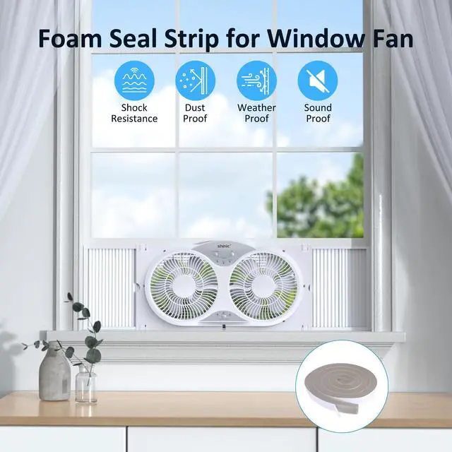 Alt view image 6 of 7 - shinic 9" Twin Window Fan with Remote Control,Reversible Airflow,Removable Cover,3 Speeds, 3 Modes, Expandable Panels (From 24" to 37"),ETL Certified, White