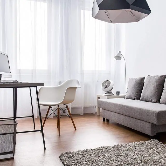 Alt view image 5 of 5 - Vornado 560 Whole Room Air Circulator, Medium Floor Fan with 4 Speeds, Adjustable Tilt, Easy to Clean, Adjustable Tilt Chrome Glide Bar, Quiet Fan for Home, Office, and Bedroom, White