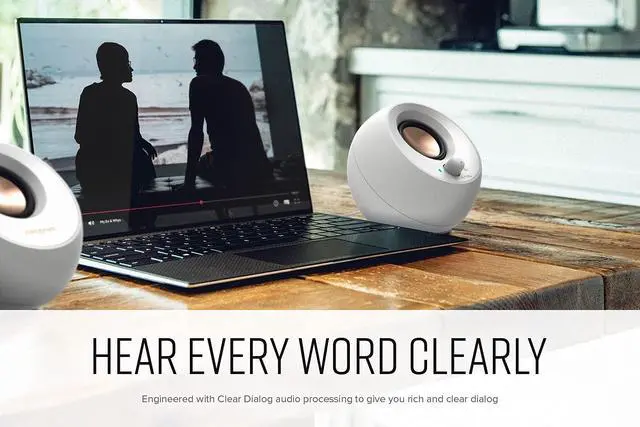 Alt view image 3 of 6 - Pebble V3 Minimalistic 2.0 USB-C Desktop Speakers with USB Audio, Clear Dialog Enhancement, Bluetooth 5.0, 8W RMS with 16W Peak Power, USB-A Converter Included (White)