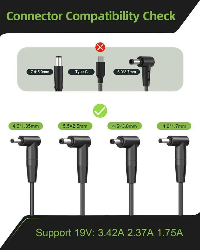 Alt view image 2 of 7 - Charger Fit for Asus Laptop with Round Port - Fit for Vivobook, Zenbook & More Replacement, 65W/45W/33W, LED Indicator, 7.5Ft Power Cable
