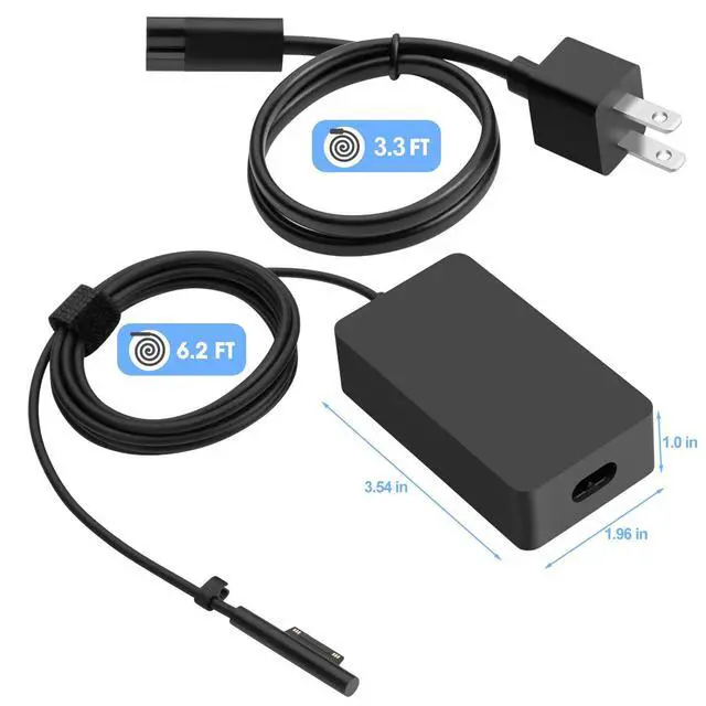 Alt view image 6 of 7 - 65W Charger for Microsoft Surface Pro 11/10/9/8/7+, Surface Laptop 7/6/5 & Surface Book/Go 6.2FT Long Power Cord, Compatible with 44W/36W Model
