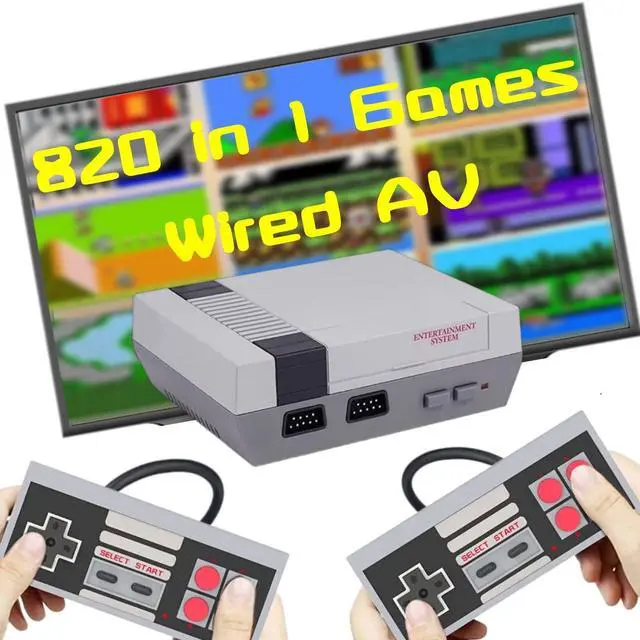 Main image of Retro Game Console, Classic Video Games Console Built-in with 800 Games System, Plug and Play with 2 Wired Controllers Handheld Games (Gray)