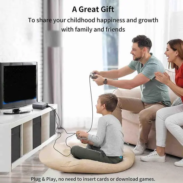 Alt view image 4 of 4 - Retro Game Console, Classic Video Games Console Built-in with 800 Games System, Plug and Play with 2 Wired Controllers Handheld Games (Gray)