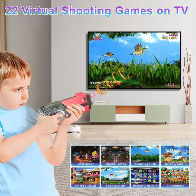 Alt view image 2 of 7 - Video Game Console with 100+ Games, Handheld Video Game Console for Kids, Plug and Play Video Games for TV, Shooting Games,Game Gun with 2 GameController, Xmas Birthday Toy Gift for Boys Girls Age 3 +