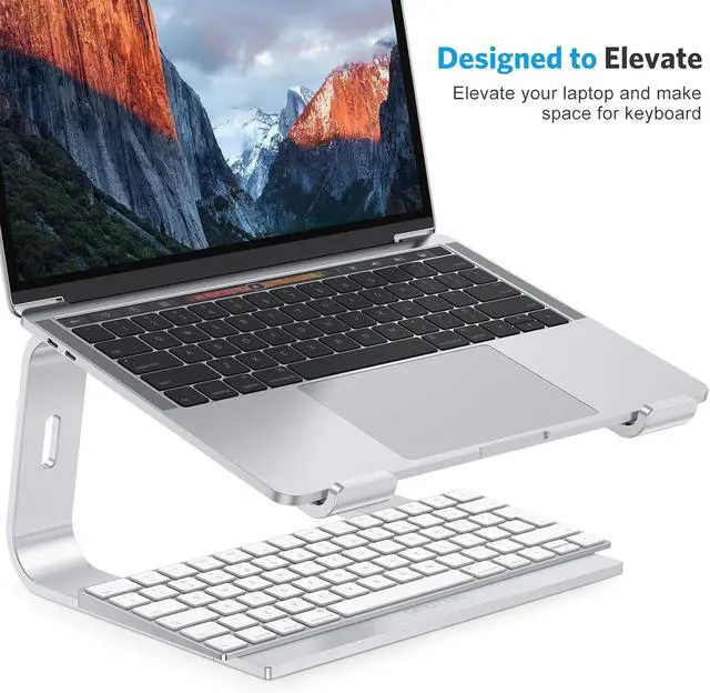 Alt view image 4 of 7 - Laptop Stand, Detachable Laptop Mount, Aluminum Laptop Holder Stand for Desk, Compatible with MacBook Air/Pro, Dell, HP All Laptops (11-16 inch), Silver