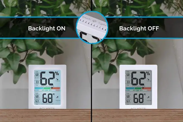 Alt view image 3 of 7 - Pro Humidity Meter & Thermometer with Touch Activated Backlight