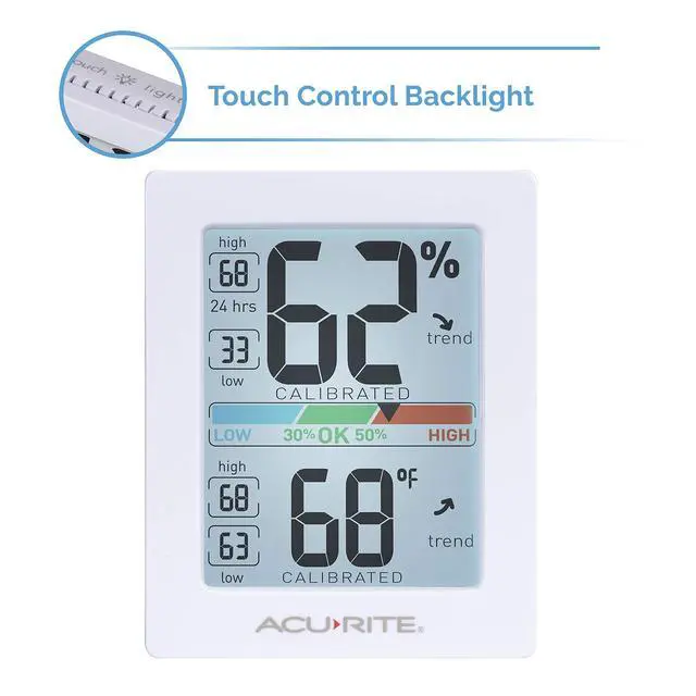 Alt view image 2 of 7 - Pro Humidity Meter & Thermometer with Touch Activated Backlight