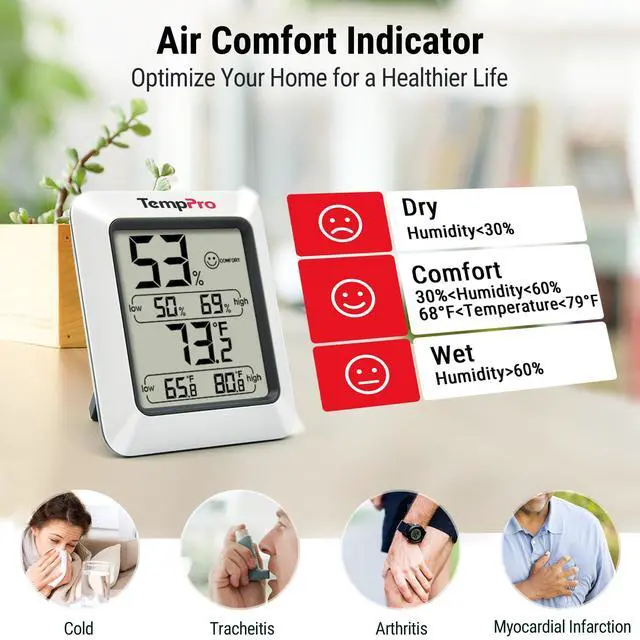 Alt view image 4 of 7 - TP50 3 Pieces Digital Hygrometer Indoor Thermometer Room Thermometer and Humidity Gauge with Temperature Humidity Monitor (Previously ThermoPro)