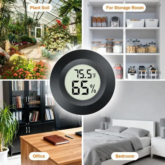Alt view image 5 of 6 - 2 Pack Hygrometer Thermometer Mini Digital LCD Monitor Indoor/Outdoor Humidity Meter Gauge Temperature for Humidifiers Dehumidifiers Greenhouse Reptile Humidor Fahrenheit/Celsius(/) by QPEUIM