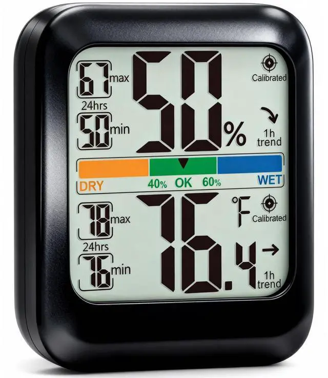 Main image of Digital Hygrometer Indoor Thermometer Humidity Meter Gauge, Room Thermometer Temperature and Humidity Monitor for House, Baby Nursery, Greenhouse, Reptile - Battery Included