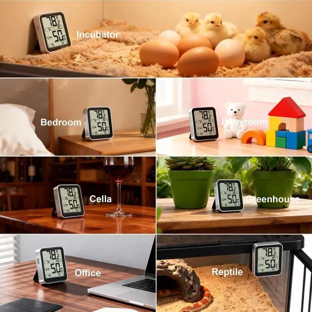 Alt view image 6 of 7 - Room Thermometer Indoor Hygrometer Digital Temperature and Humidity Sensor Meter Humidity Monitor with Max/Min Records - AAA Battery Included