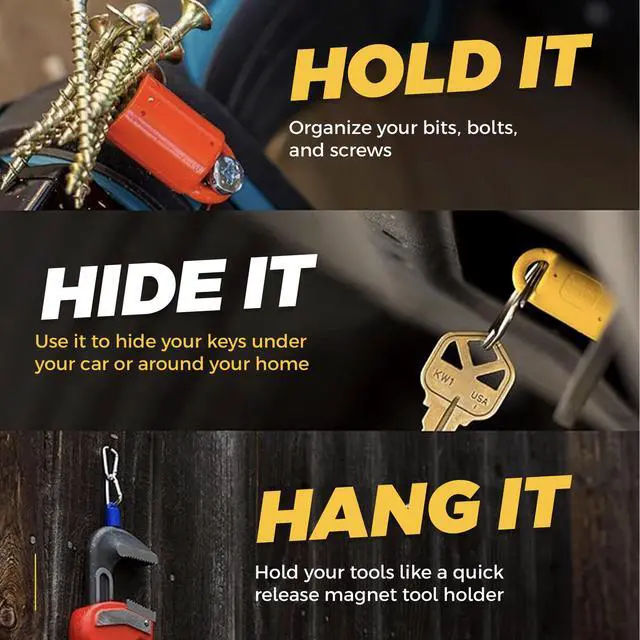 Alt view image 4 of 7 - 3 pack Heavy-Duty Neodymium Anti-Rust Magnet, Best for Magnetic Stud Finder / Key Organizer / Indoor and Outdoor Multi Uses, Red with Key Ring (SP-MPM3RD)