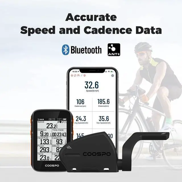 Alt view image 2 of 7 - Cadence and Speed Sensor, 2 in 1 Bluetooth ANT+ RPM Cycling Cadence Sensor, Wireless Bike Speed Sensor for Bicycle, Compatible Cycling Computer/Rouvy/Peloton/Wahoo APP