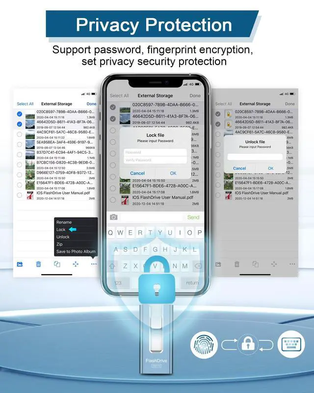 Alt view image 6 of 7 - USB Flash Drive 512GB, Photo Stick Memory External Data Storage Thumb Drive Compatible for Phone, Pad, Android, PC and More Devices (Blue)