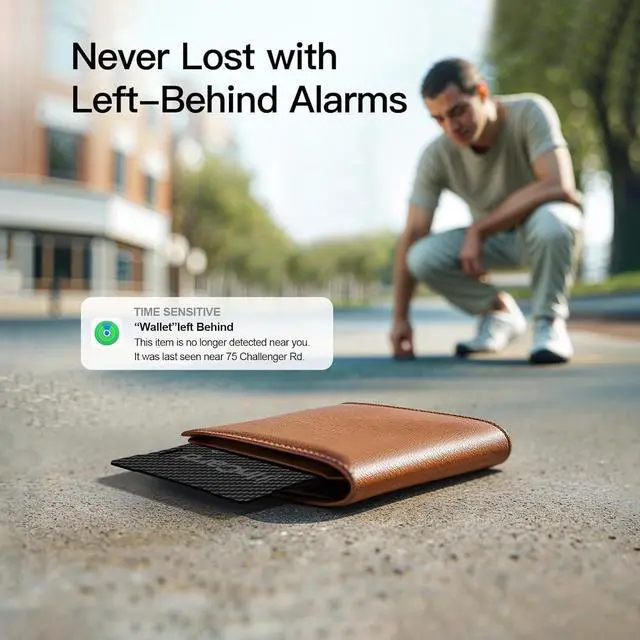 Alt view image 5 of 7 - Ultra-Thin Air Tag 0.07in Wallet Tracker (Both iOS and Android) IP68 Bluetooth GPS Tracker for Bags Passport Works with Apple Find My (Apple MFi Certified) & Google Find My Device - Wireless Charging