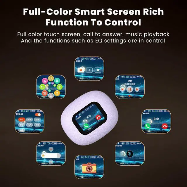 Alt view image 3 of 7 - Open Ear Earbuds Ultra Comfort Wireless Bluetooth 5.4 Headphones Over The Ear Earbuds with Intelligent Touch Screen EarHooks IPX7 Waterproof Bone Conduction Earphones for Fitness Sports-Purple